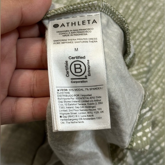 Athleta Santorini Thera Printed Dress Green White Size Medium - Picture 7 of 8